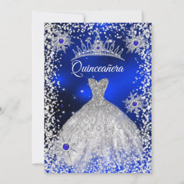 Quinceanera Tiara Kleidung Blauer Winter Schneeflo Einladung