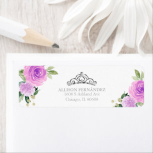 Quinceanera Tiara Silver Lila Blumenlabel