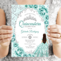 Quinceanera Türkis Silver Floral