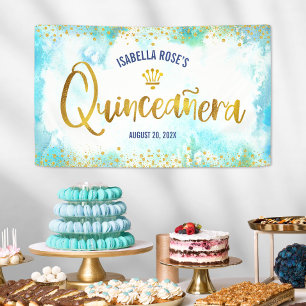 Quinceañera Türkis Wasserfarben Banner