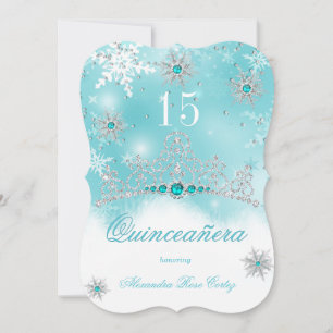 Quinceanera Türkisblaue Perle Schneeflocke 15 Gebu Einladung