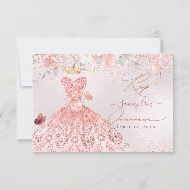 Quinceanera UAWG Blush Pink Dress Save The Date (Vorderseite)