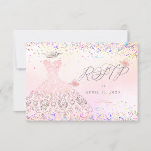 Quinceanera UAWG Blush Pink Glitzer Gown Einladung