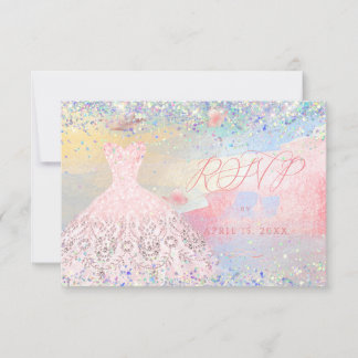 Quinceanera UAWG Blush Pink Glitzer Gown Einladung