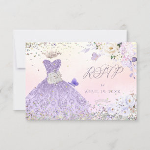 Quinceanera UAWG Dusty Lila Glitzer Gown Einladung