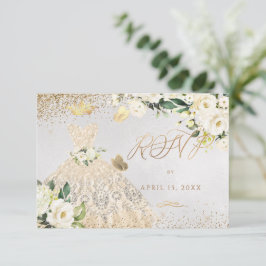 Quinceanera UAWG Gold Glitzer Einladung