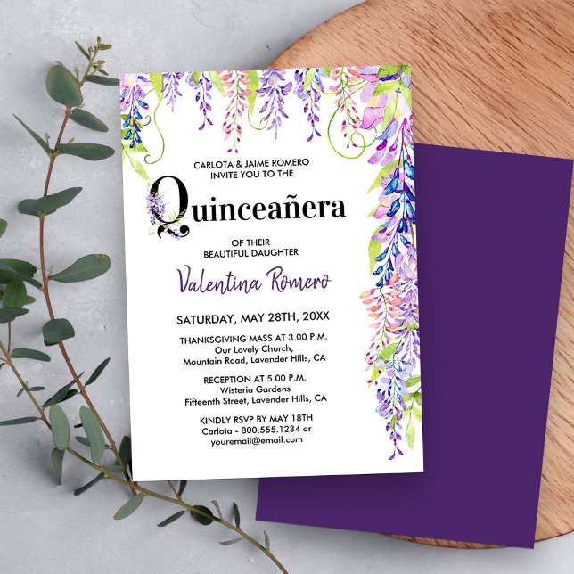 Quinceanera und Lila Blumenlästerung Einladung (Quinceanera and Mass Invitation from my Purple Wisteria Quinceanera Collection
)
