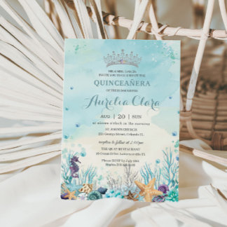 Quinceañera Unterhalb der Muscheln des Meeres Einladung