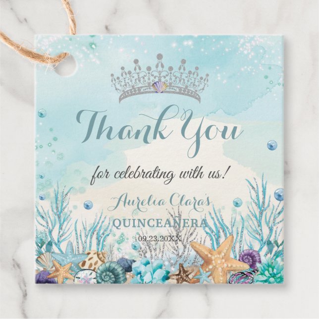 Quinceañera Unterhalb der Muscheln des Meeres Geschenkanhänger (Vorderseite)