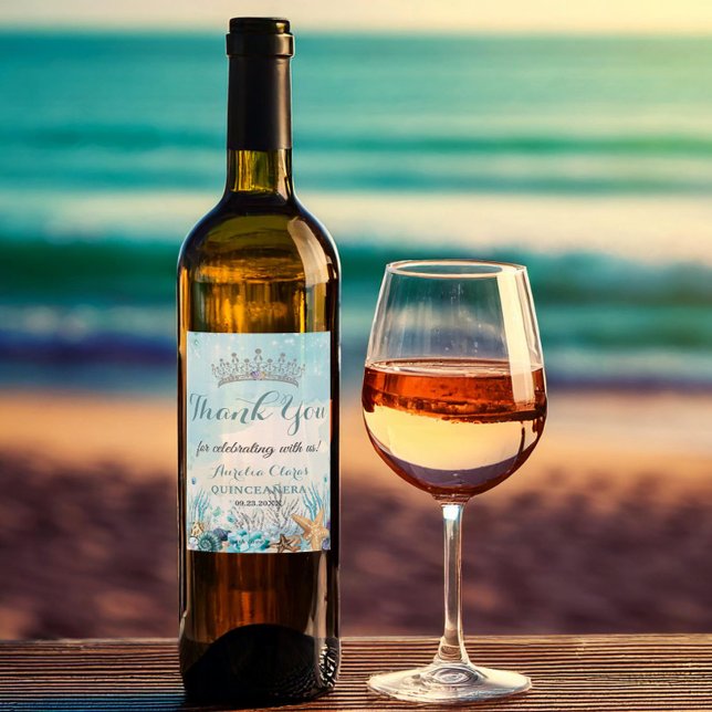 Quinceañera Unterhalb der Muscheln des Meeres Weinetikett (Von Creator hochgeladen)