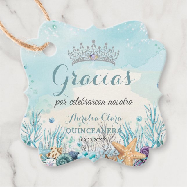 Quinceañera Unterhalb des Meeres Strand Geburtstag Geschenkanhänger (Vorderseite)