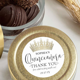 Quinceañera Vielen Dank an die moderne Script Gold Runder Aufkleber