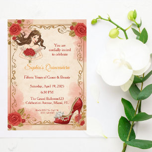 Quinceanera Vintage Rosen Elegante Geburtstag Einladung