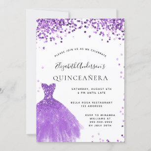 Quinceanera violettes Glitzer Glasur Einladung