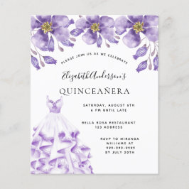 Quinceanera violettes weißes Kleid Blumenbudget Flyer