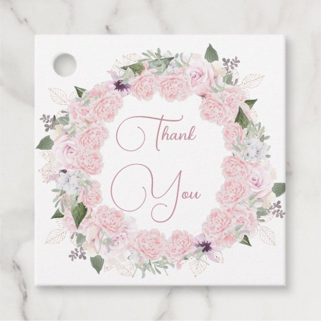 Quinceanera Wasserfarbe Rosa Blüte Geschenkanhänger (Vorderseite)