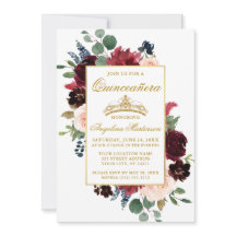 Quinceanera Watercolor Burgundy Pink Floral
