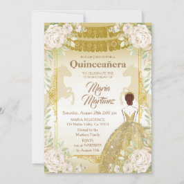 Quinceanera Weiß und Gold mexikanische Geburtstag  Einladung