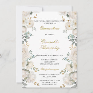 Quinceañera, weiße Blume Einladung