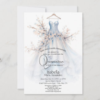 Quinceañera | Weißes Gürtel mit rosa Blüten Einladung
