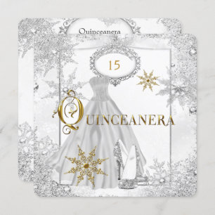 Quinceanera White Silver Snowflakes Tiara Einladung
