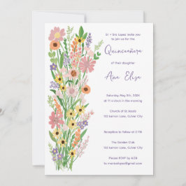 Quinceañera-Wildblumen Handgemalt Custom Foto Einladung