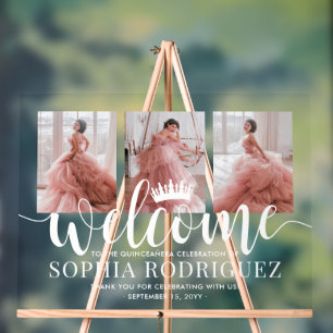 Quinceañera Willkommen & Vielen Dank 3 Foto Collag Acrylschild
