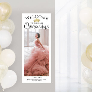 Quinceañera Willkommens Modernes Skript Große Foto Poster