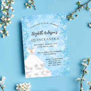 Quinceanera Winter blauen weißen Kleid Luxus Einladung