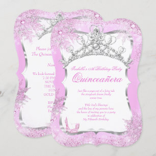 Quinceanera Winter Wonderland Silber Rosa Absätze  Einladung