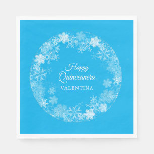 Quinceanera Winter Wonderland Snowflake Blau Serviette