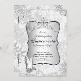 Quinceanera Winter Wunderland Silberschneeflocke 2 Einladung