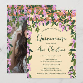 Quinceañera Wisteria Vines Floral Custom Foto Einladung
