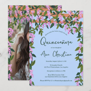 Quinceañera Wisteria Vines Floral Custom Foto Einladung
