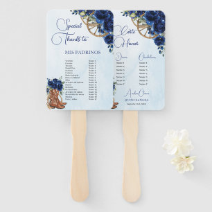 Quinceañera XV 15 Royal Blue Floral Charro Padrino Fächer