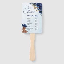 Quinceañera XV 15 Royal Blue Floral Charro Padrino Fächer