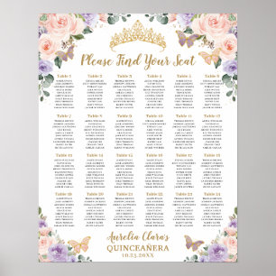 Quinceañera XV Lila Lilac Blush Blumensitze Poster