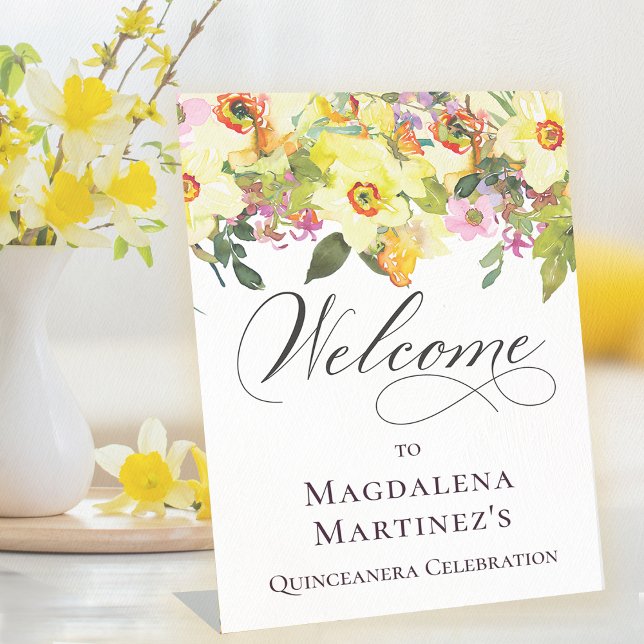 Quinceanera Yellow Daffodil Wildblume Willkommen Sockelschild (Von Creator hochgeladen)