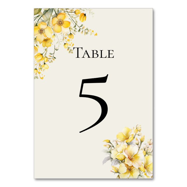 Quinceanera yellow gold Table Number Card Tischnummer (Vorderseite)
