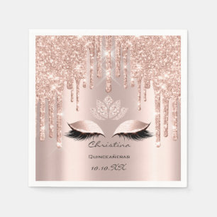 Quinceañeras Rose Gold Funkelnd Glitzer Eyes Makue Serviette