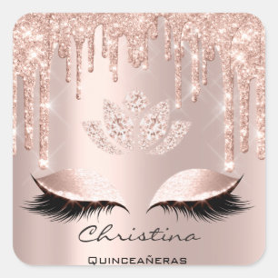 Quinceañeras Sweet 16. Bridal Funkelnd Diamod Quadratischer Aufkleber