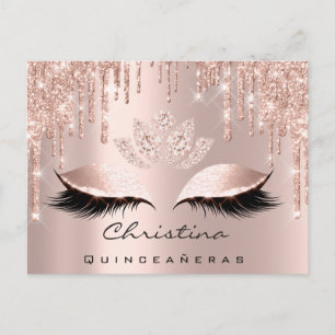Quinceañeras Sweet 16. Bridal Rose Gold Funkelnd Postkarte