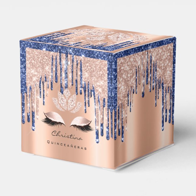 Quinceañeras Sweet 16th Bridal Rose Tropfen BlueNa Geschenkschachtel (Rückseite)