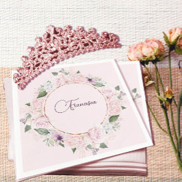 Quincearnera Rose Rosa Serviette