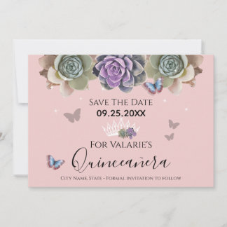 Quincenara Pink Cactus Save the Date Einladung