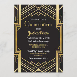 Quinceñera Birthday Party Gatsby Art Deco Einladun Einladung