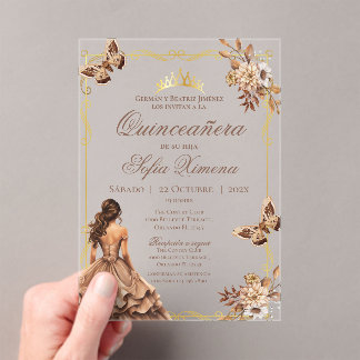 Quincenera-Einladung auf Spanisch Boho Acryleinladungen