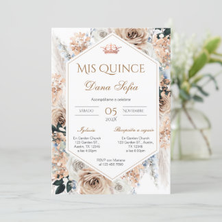 Quincenera Einladung auf Spanisch BohoFloral