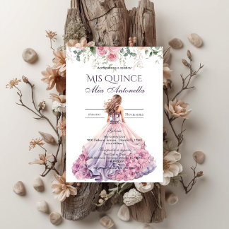 Quincenera-Einladung auf Spanisch BohoFloral Einladung