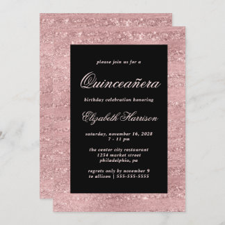 Quinceñera Elegante Rose Goldene Geburtstagsparty Einladung